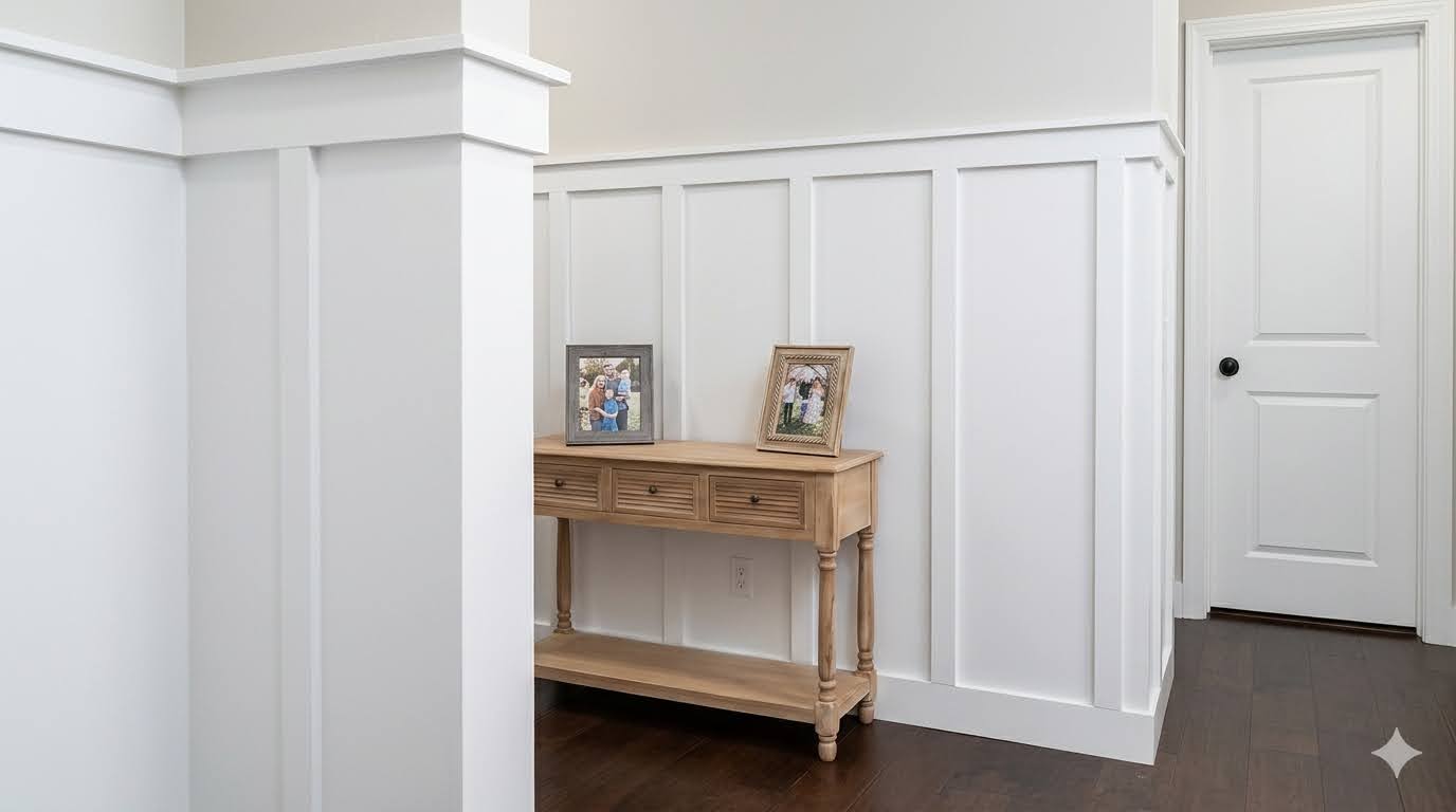 Board and batten wainscoting trim work